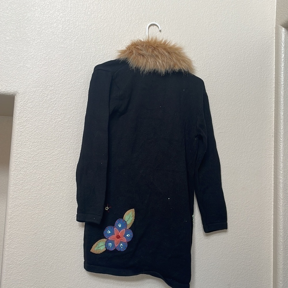 Storybook knits one of a kind wool blend embroidered beaded floral cardigan S - Picture 7 of 13